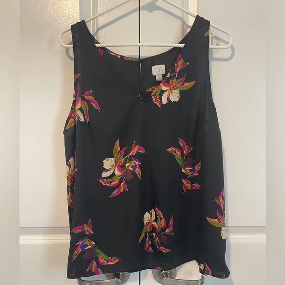 a new day Tops - a new day Black Floral Tank Top runs small like a L